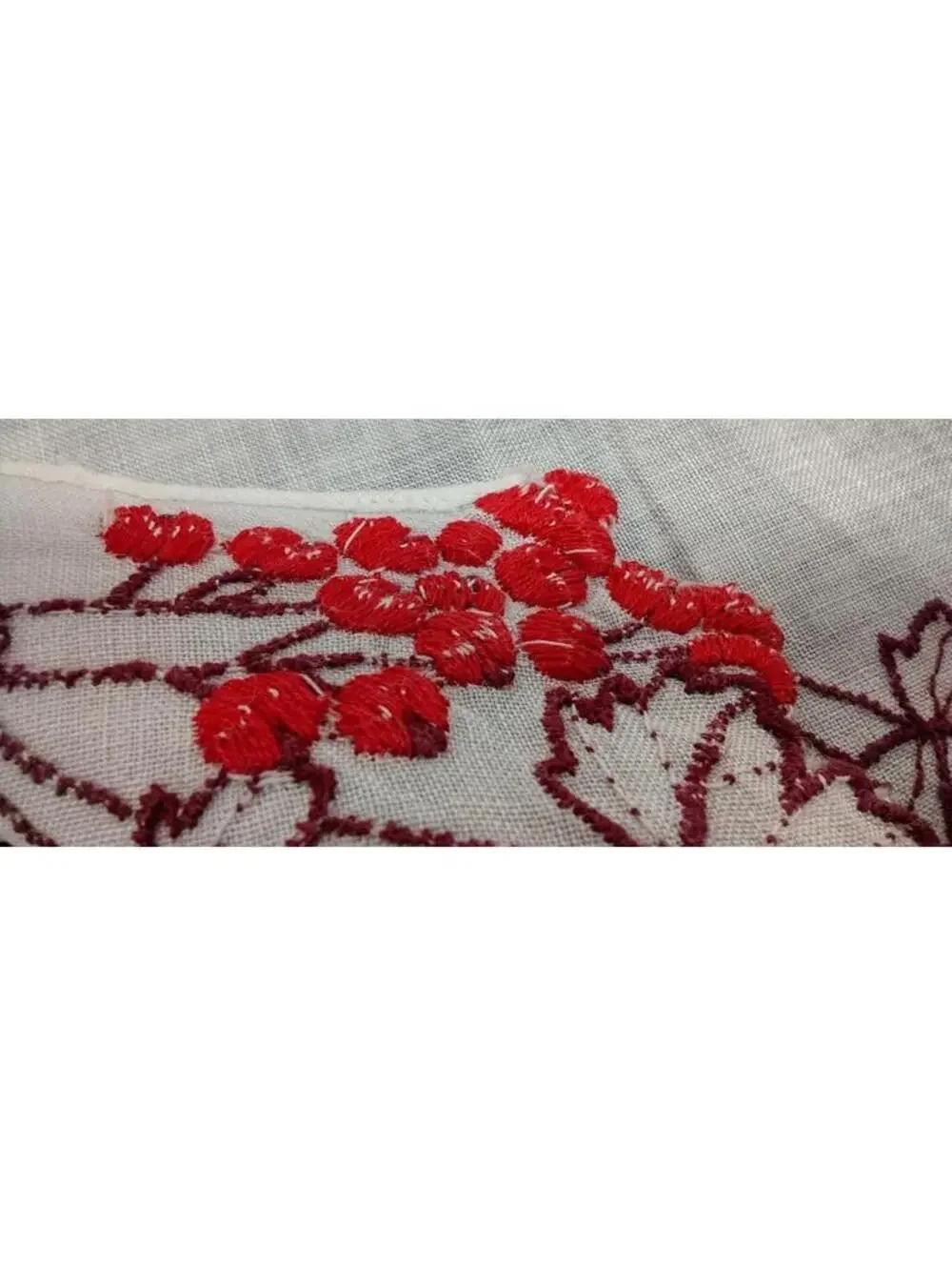 30s 40s Linen Reddish Fall Leafs Switzerland Spun Rayon Cotton 21 x 12 FOR BREAD